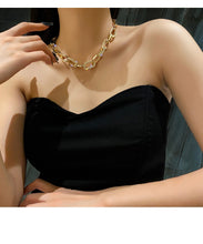 Load image into Gallery viewer, Ladies Gold Silver Thick Rectangular Link Chain Crystal Choker Necklace