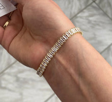 Load image into Gallery viewer, Ladies Gold Rectangle Stainless Steel Cubic Zirconia Adjustable Chain Bracelets