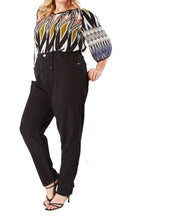 Load image into Gallery viewer, Ladies Black High Waist Pure Soft Cotton Straight Plus Size Denim Jeans