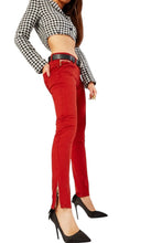 Load image into Gallery viewer, Ladies Brick Zipped Ankle Cuff Cotton Rich Smart Trousers