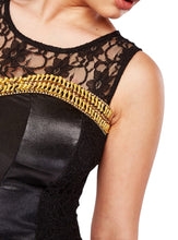 Load image into Gallery viewer, Ladies Black Beaded Front Lace Insert Maxi Prom Wedding Evening Dress