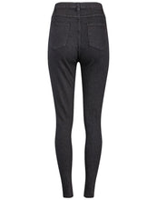 Load image into Gallery viewer, Ladies Black High Waisted Skinny Frayed Hem Stretchy Denim Jeans