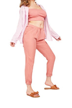 Load image into Gallery viewer, Ladies Dark Salmon Rolled Ankle Cuff Elasticated Waist Trousers