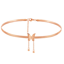 Load image into Gallery viewer, Ladies Butterfly Rose Gold Stainless Steel Blade Snake Chains Choker Necklace