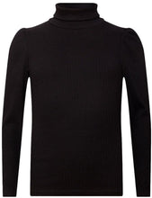 Load image into Gallery viewer, Girls Ribbed High Neck Long Sleeve Top With Plaid Tweed Pleated Skirt Outfit Set