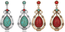 Load image into Gallery viewer, Ladies Ethnic Retro Tibetan Red Turquoise Water Drop Earrings