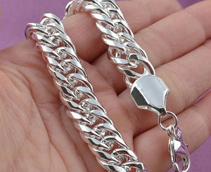 Ladies 925 Sterling Silver Solid Weave Chain Thick Bracelets