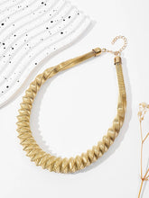 Load image into Gallery viewer, Ladies Gold Plated Wide Twirl Torques Collar Mesh Chain Choker Necklace