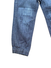 Load image into Gallery viewer, Boys Light Dark Blue Wash Elasticated Waist Cotton Cuffed Hem Jogger Denim Jeans