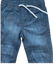 Load image into Gallery viewer, Boys Dark Denim Elasticated Waist Slim Fit Cotton Cuffed Hem Jogger Denim Jeans