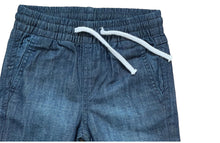 Load image into Gallery viewer, Boys Dark Denim Elasticated Waist Slim Fit Cotton Cuffed Hem Jogger Denim Jeans