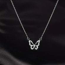 Load image into Gallery viewer, Ladies Silver Hollow Cutout Butterfly Crystal Choker Necklace