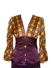 Load image into Gallery viewer, Ladies Party Suit Yellow &amp; Purple Multi Top &amp; Trouser Set Womens Evening Outfit
