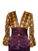 Load image into Gallery viewer, Ladies Party Suit Yellow & Purple Multi Top & Trouser Set Womens Evening Outfit