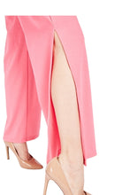 Load image into Gallery viewer, Ladies Fuchsia Lace Up Tie Back Wide Slit Side Leg Jumpsuit