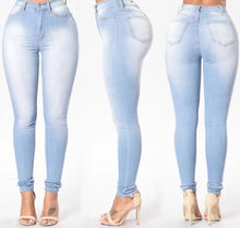 Load image into Gallery viewer, Ladies Blue Wash High Waisted Skinny Stretchy Denim Jeans