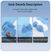 Load image into Gallery viewer, Boys Blue Soft Stripe Sailboat Print 5 Pairs Ankle Socks 4-8y