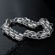Load image into Gallery viewer, Ladies 925 Sterling Silver Interlocking Circle Thick Handchain Womens Bracelet
