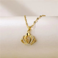 Load image into Gallery viewer, Ladies Gold Plated Heart Beat Crystal Pendant Stainless Steel Clavicle Chains