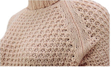 Load image into Gallery viewer, Ladies Peach Waffle Knitted Roll Neck Long Sleeve Jumper
