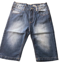 Load image into Gallery viewer, Boys Blue Contrast Threading Stone Washed Whisker 3/4 Denim Shorts