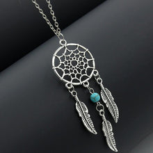 Load image into Gallery viewer, Ladies Silver Bohemia Dream Catcher Bead Feather Tassel Pendant Necklace