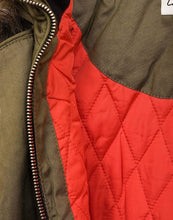 Load image into Gallery viewer, Girls Olive Green Detachable Furry Trim Hood Parka School Jacket Winter Coats