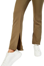 Load image into Gallery viewer, Ladies Olive High Waist Side Slit Hem Stretch Full Length Trousers