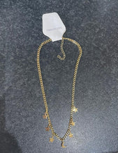 Load image into Gallery viewer, Gold Plated Celestial Moon & Stars Hanging Charm Necklace