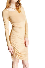 Load image into Gallery viewer, Ladies Black Chain Shoulder Detail Tie Gathered Side Bodycon Dress