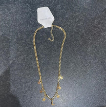 Load image into Gallery viewer, Gold Plated Celestial Moon & Stars Hanging Charm Necklace
