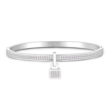 Load image into Gallery viewer, Ladies Luxury Crystal Lock Pendant Titanium Steel Bracelet Bangles