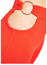 Load image into Gallery viewer, Ladies O-Ring Cut Out Side Flared Stretchy Elasticated Waist Trousers