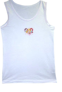 Girls Disney Princess White 2 Pack Soft Cotton Sleeveless Underwear Vests