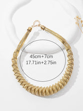 Load image into Gallery viewer, Ladies Gold Plated Wide Twirl Torques Collar Mesh Chain Choker Necklace