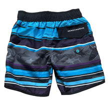 Load image into Gallery viewer, Boys Black Stripe Fish Print Surf Swim Trunks Swimming Shorts