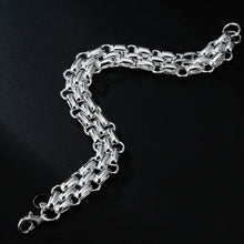 Load image into Gallery viewer, Ladies 925 Sterling Silver Interlocking Circle Thick Handchain Womens Bracelet