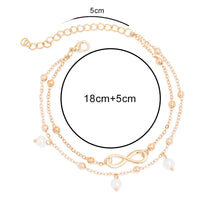 Load image into Gallery viewer, Ladies Gold Plated Two Layers Simulated Pearl Infinity Charm Anklet
