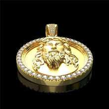 Load image into Gallery viewer, Mens Big 18K Gold Plated Round Crystals Jesus Head Pendant Necklace