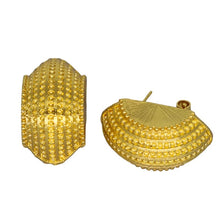 Load image into Gallery viewer, Ladies Gold Bold Half Shell Unique Cut Pendant Earrings Twirl Chain Necklace Set