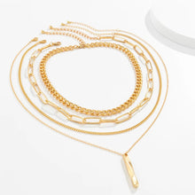 Load image into Gallery viewer, Ladies 18K Gold Plated 4Pcs Geometric Spiral Stick Pendant Necklace