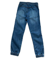 Load image into Gallery viewer, Boys Light Dark Blue Wash Elasticated Waist Cotton Cuffed Hem Jogger Denim Jeans