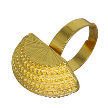 Load image into Gallery viewer, Ladies Gold Bold Half Shell Unique Cut Pendant Earrings Twirl Chain Necklace Set