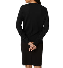 Load image into Gallery viewer, Ladies Black Pure Cotton Wide Ribbed V-Neck Jumpers