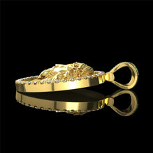 Load image into Gallery viewer, Mens Big 18K Gold Plated Round Crystals Jesus Head Pendant Necklace