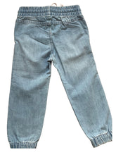 Load image into Gallery viewer, Boys Light Dark Blue Wash Elasticated Waist Cotton Cuffed Hem Jogger Denim Jeans