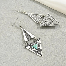 Load image into Gallery viewer, Ladies Sterling Silver Boho Blue Gemstone Vintage Earrings