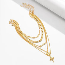 Load image into Gallery viewer, Ladies 18K Gold Plated Love Heart Cross Pendant Choker 5PC Necklace Sets