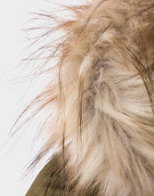 Load image into Gallery viewer, Girls Olive Green Detachable Furry Trim Hood Parka School Jacket Winter Coats