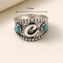 Load image into Gallery viewer, Ladies Silver Turquoise Beads Heart Pendant & Ring Set
